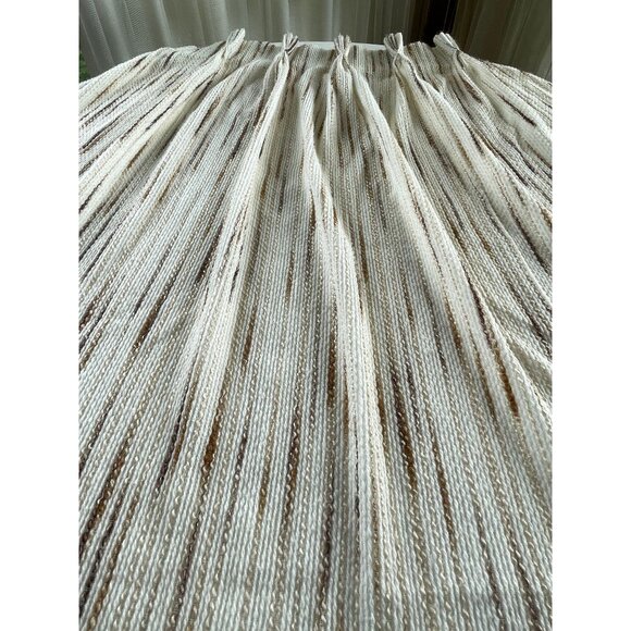 Vintage 1970s pleated curtains, beige & tan vertical stripes, pair of panels - Picture 5 of 10